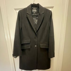 Women’s Express Black Mid Length Pea Coat Size Medium, Like new!